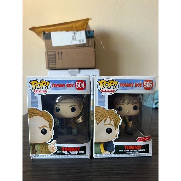 2 VAULTED EXCLUSIVE Tommy Boy Funko Pops #504 #506 Chris Farley Little Coat - Picture 1 of 11